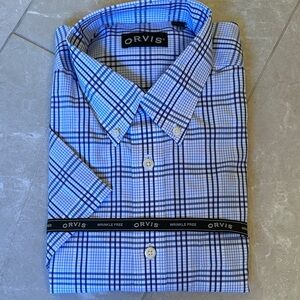 Orvis Navy and White Checkered Men's Shirt